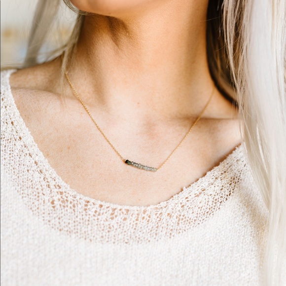 Ombre Beaded Bar Necklace - Picture 2 of 3